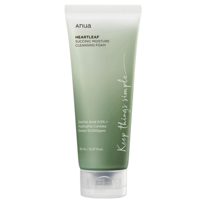 Гель-пенка для умывания с янтарной кислотой Anua Heartleaf Succinic Moisture Cleansing Foam 