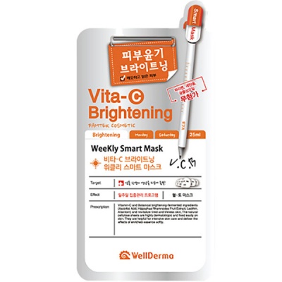 Тканевая маска с экстрактом облепихи и витамином C WellDerma Vita-C Brightening Weekly Smart Mask